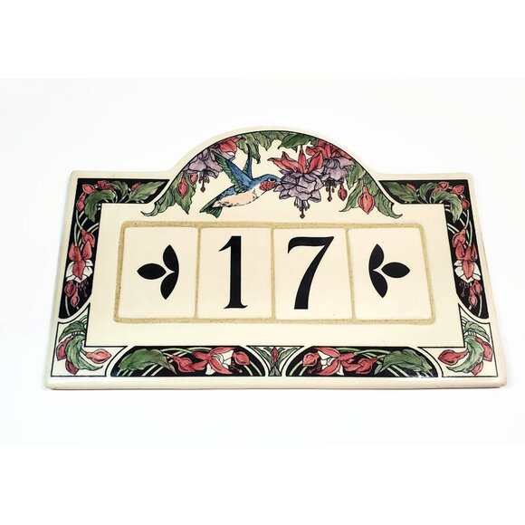 Santa Barbara Ceramic Design Address House Number 17 Hummingbird Plaque - Picture 1 of 5
